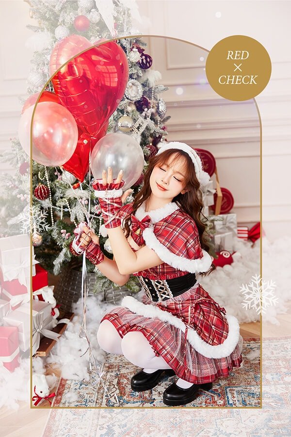 画像5: 【即日発送！】【クリスマスコスプレ6点セット】【Malymoon/マリームーン】チェックエンジェルサンタ【フリーサイズ/1カラー】[HC03] (5)