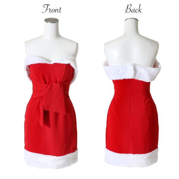 画像9: 【即日発送】【X'mas4点セット】ウエストリボンサンタコスプレ[YMT] (9)
