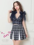画像44: 【りょうか/関西コレクション着用】【an /アン】チェック柄/ ショルダーリボン/ チュール/ Aライン/ セットアップ/ ミニドレス/ キャバドレス[OF05] (44)