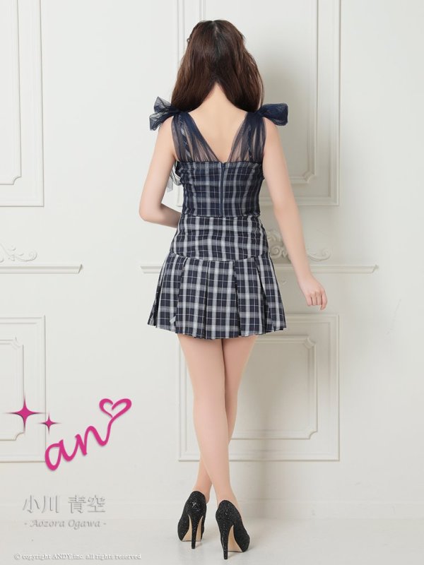 画像33: 【an /アン】チェック柄/ ショルダーリボン/ チュール/ Aライン/ セットアップ/ ミニドレス/ キャバドレス[OF05] (33)