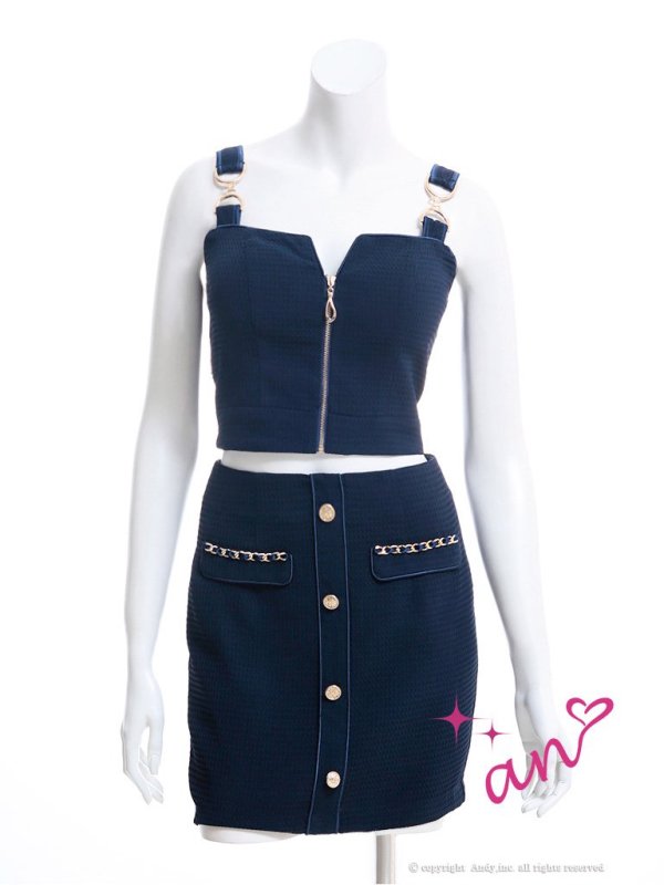 画像42: 【an/アン】ストレッチワッフル/ フロントジップ/ ゴールドバックル/ チェーンモチーフ/ ビスチェ/ セットアップ/ ツーピース/ タイト/ ミニドレス/ キャバドレス[OF05] (42)