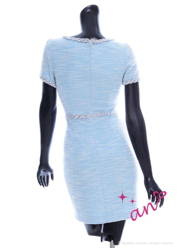 画像3: 【LIMITED SALE開催中！! 11月11日より順次発送予定】【an/アン】ストレッチ/ ツイード/ フロントボタン/ 半袖/ 袖あり/ タイト/ ミニドレス/ キャバドレス[OF05] (3)