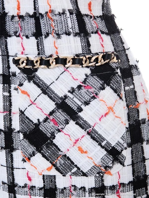 画像6: 【an /アン】チェック/ ノースリーブ/ ポケット/ チェーンパイピング/ プリーツ/ Aライン/ ミニドレス/ キャバドレス[OF05] (6)