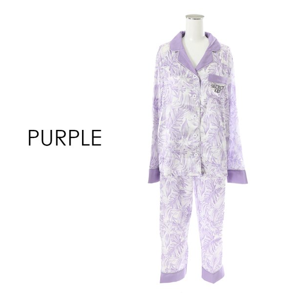 画像7: SALE！【ルームウェア】リーフプリントサテンシャツパジャマ [HC02] (7)