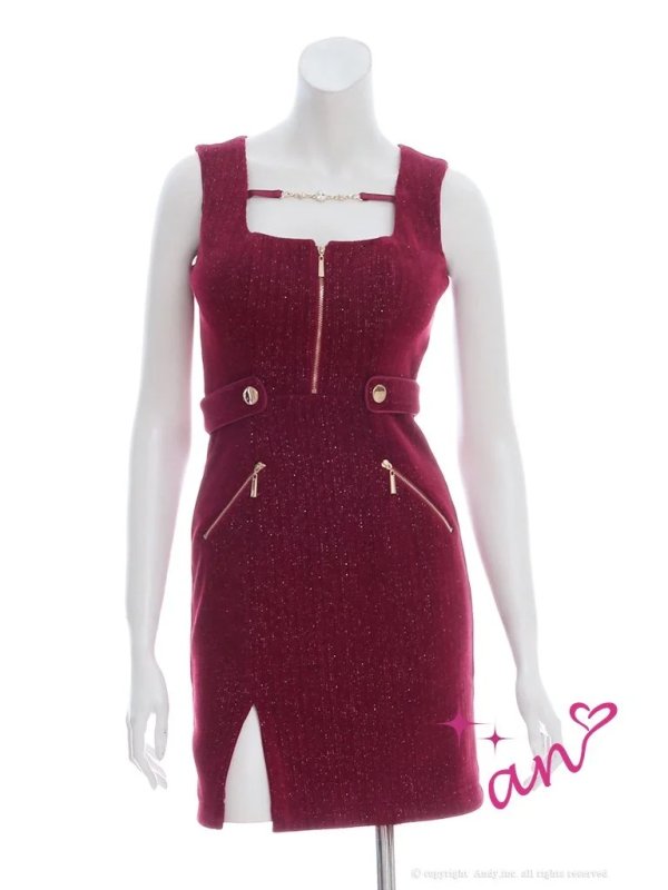 画像22: XSサイズあり【an /アン】 バストジッパー/ ビジュー/ ノースリーブ/ ポケットデザイン/ スリット/ タイト/ ミニドレス/ キャバドレス[OF05] (22)