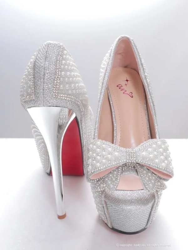 画像5: 【an】2color/ 14cmヒール/ パール/ リボンモチーフ/ ハイヒール/ ピンヒール/ オープントゥパンプス [OF02] (5)