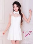 画像14: XSサイズあり【an /アン】フロントジップ/ シースルー/ レース/ 襟/ プリーツ/ ノースリーブ/ フレア/ ワンピース/ ミニドレス/ キャバドレス[OF05]] (14)
