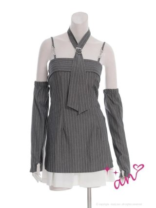 CIDER◆ストライプ◆ミニシャツ◆ドレス[送料込] PURESS/ピュアレス】キャミソール ストライプ プリーツスカート