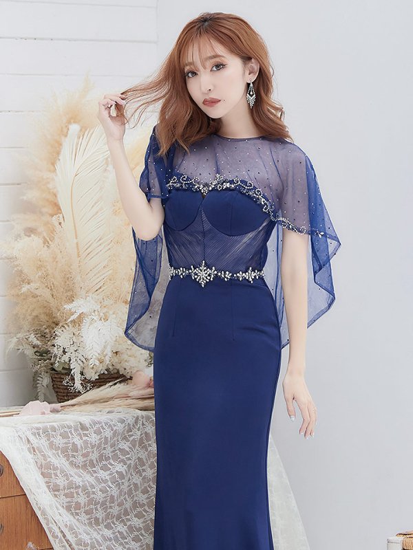 画像8: XLサイズあり【Luxe Style/リュクススタイル】マーメイド/ ビジュー/ ベア/ ショール/ ロングドレス/ キャバドレス long【HC03】 (8)