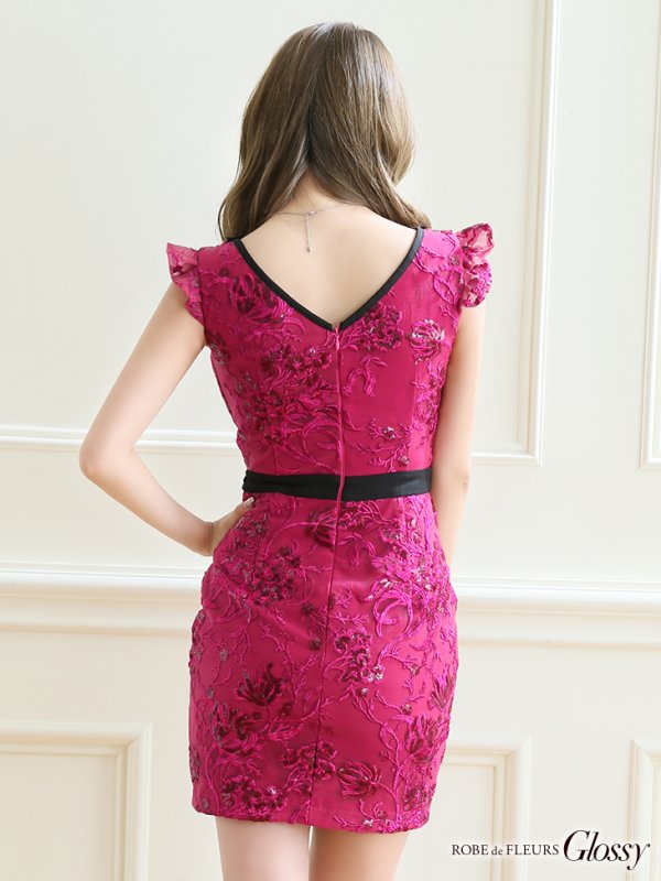 画像4: XSサイズあり【Glossy/グロッシー】スパンコール/ バストカット/ キャミ/ タイト/ ミニドレス/ キャバドレス[OF08] (4)