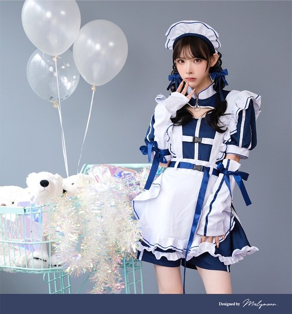 画像3: 【即日発送】アクセントラインハーネスジャージメイド【マリームーン】【ハロウィンコスプレ6点セット】【フリーサイズ/3カラー】[HC03] (3)