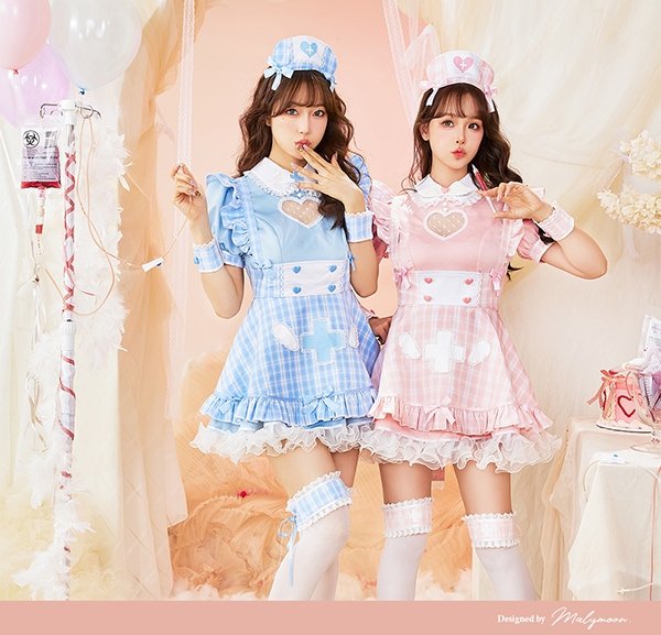 画像3: 【即日発送】アイドルチェックナース【マリームーン】【ハロウィンコスプレ5点セット】【フリーサイズ/2カラー】[HC03] (3)