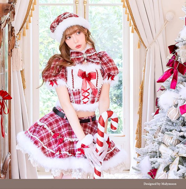 画像7: 【クリスマスコスプレ10点セット】【Malymoon/マリームーン】レディチェックリュバンサンタ【2サイズ/1カラー】【予約/12月上旬発送予定】[HC03] (7)