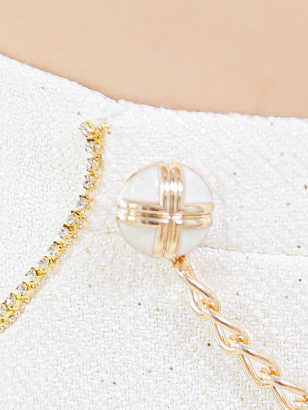 画像13: 【PURESS/ピュアレス】バストビジュー/ パール/ チェーン/ バックル/ パフショルダー/ マイクロフレアミニ/ ミニドレス/ キャバドレス[OF5] (13)