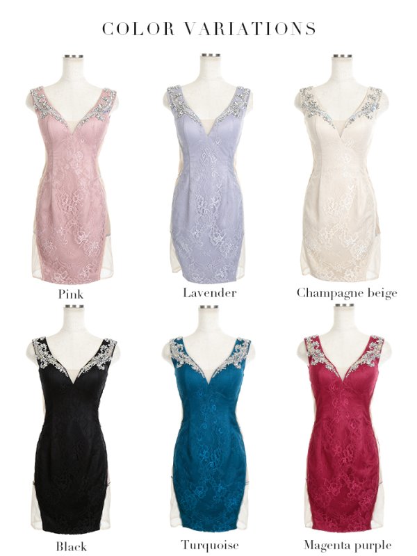 画像18: 【Glossy/グロッシー】ジュエリービジュー/ シアーレース/ タイトミニ/ ミニドレス/ キャバドレス【OF08】 (18)