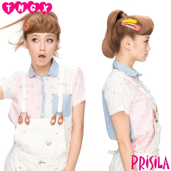 画像2: ウィッグ 【プリシラ/PRISILA】 前髪ウィッグ★クラシックロールバングス★ 耐燃仕様！　着用モデル：宮城舞チャン （ミックスアッシュゴールド） (2)