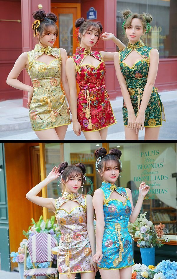 画像5: 【即日発送】セクシーチャイナドレス5カラー《ハロウィンコスプレ4点セット》【Malymoon/マリームーン】[HC03] (5)