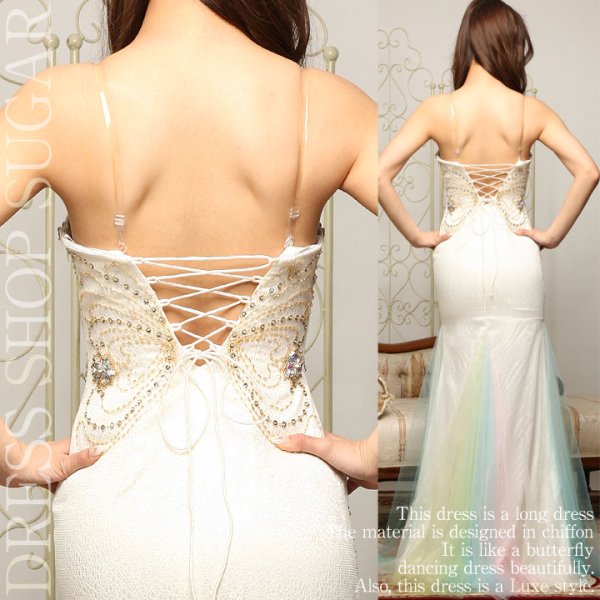 画像5: ☆再入荷☆Lサイズ入荷しました!!!【Luxe style】高品質☆高級ライン☆上品レースにRichビジュー♪チュールで創る極上マーメイドライン♪ベアロングキャバドレス☆long【HC03】 (5)