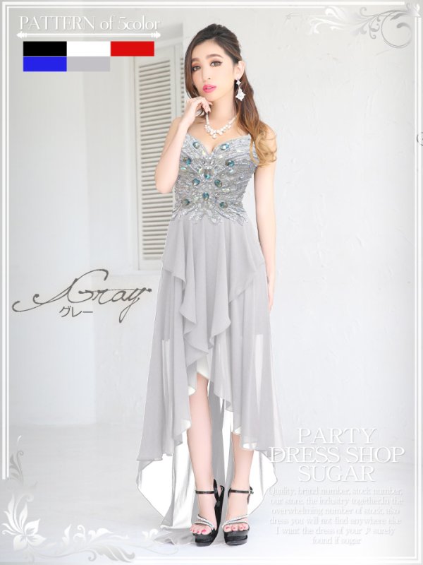 画像5: 【Lipline】美脚アピールで悩殺♪♪優美なシルエットで艶めかしく印象付ける☆☆シフォンショートinロングドレス[HC03]☆Sサイズ (5)