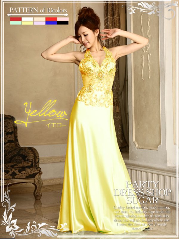 画像6: Lサイズあり【Luxe Style】ウエストの透け感で女らしいセクシーさも兼ね備えたジュエルボディアート/サテンロングドレスlong【HC03】 (6)