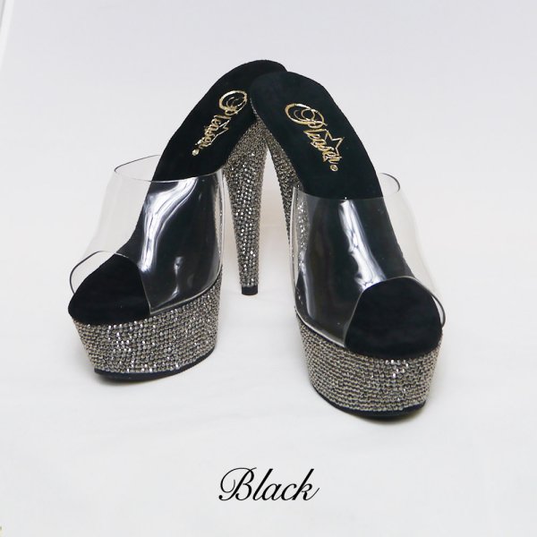 画像2: 【sugar】最高級の煌めきを放つ☆繊細なオーロラストーンがつま先まで美しく魅せる★*°超ゴージャス厚底オーロラストーンヒールサンダル[OF02] (2)