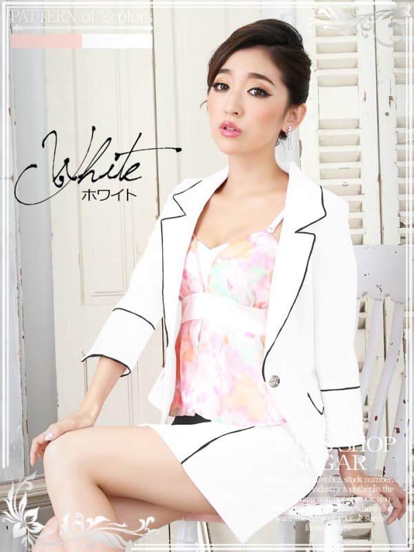 画像2: 【FlowTide/フロータイド】丈長めの上品デザイン★インナータイダイフラワーが夏を先取り♪スーツ4点セット (2)