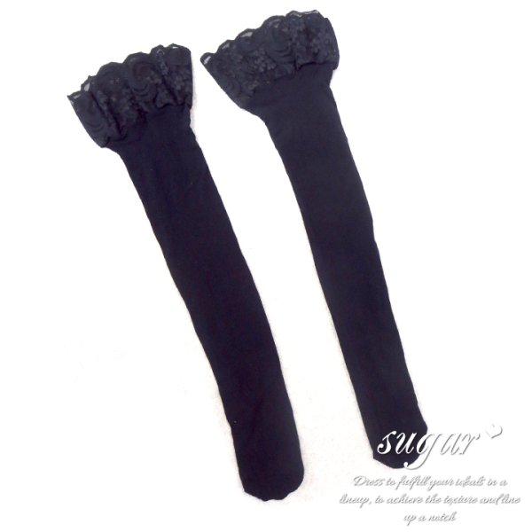 画像5: 【ハロウィン/小物】デビルやメイドコスプレに!!レースニーハイソックス☆[HC03] (5)