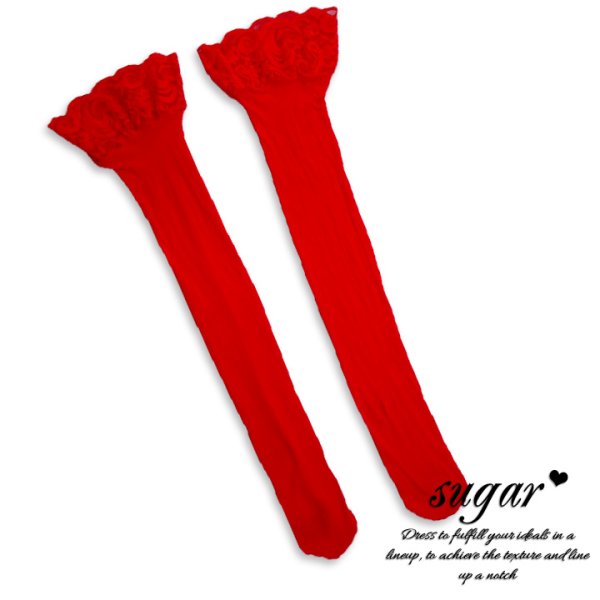 画像4: 【ハロウィン/小物】デビルやメイドコスプレに!!レースニーハイソックス☆[HC03] (4)