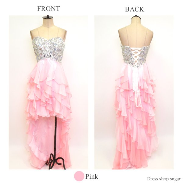 画像13: 【Lip line/リップライン】爽やかカラーのふんわりシフォンがCuteに魅せる♪☆ベアショートinロングキャバドレス[HC03] (13)