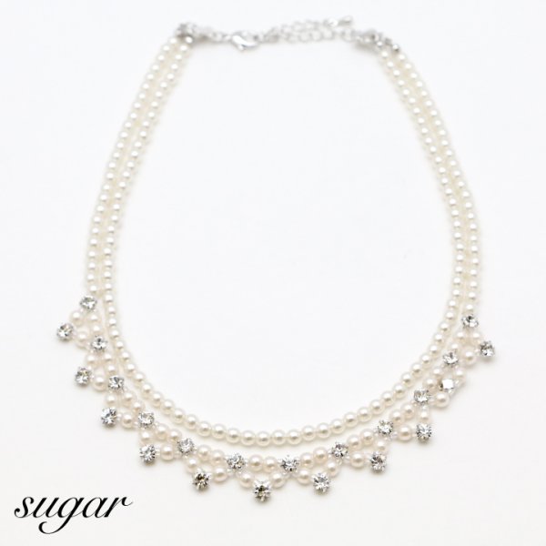 画像2: 【アクセサリー：ネックレス】シーンを選ばず着用出来る小粒のパール&ダイヤでコーデの相性も◎パールネックレス[OF02] (2)