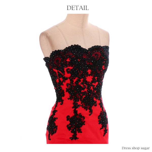 画像14: 【Lip line/リップライン】Richなケミカルレースx透け魅せ美脚でSexyに♪ベアショートinロングキャバドレス[HC03] (14)