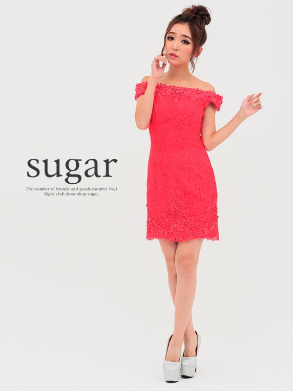 画像5: 【Lip line/リップライン】オフショル＆総レースが大人可愛い♪タイトミニキャバドレス・s6B1607[HC03] (5)