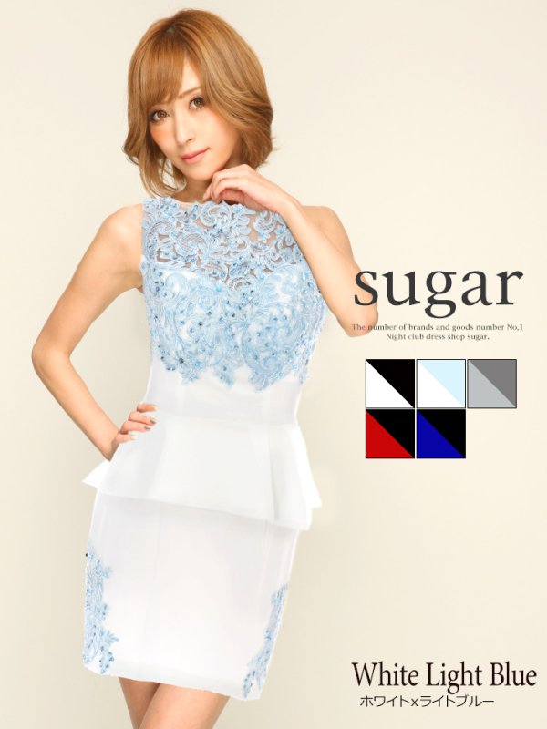 画像4: 【Lip line/リップライン】エレガントなケミカルレースデザインのペプラムミニキャバドレス・s6B1611[HC03] (4)