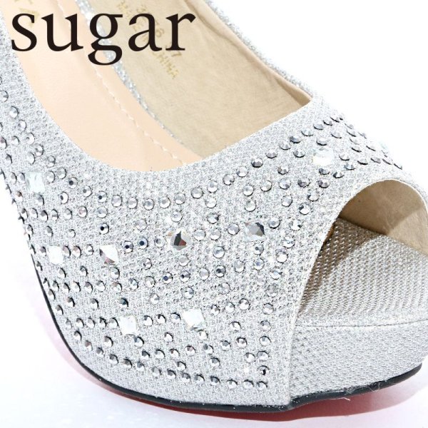 画像10: ☆再入荷☆【5サイズ/4カラー】12cmヒール☆敷き詰められた輝くストーンが豪華に煌めく♪☆12cmヒールオープントゥパンプス[OF02] (10)