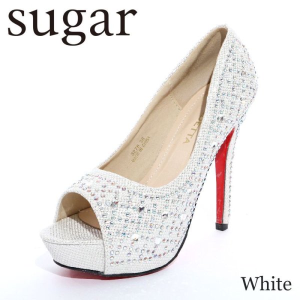 画像3: ☆再入荷☆【5サイズ/4カラー】12cmヒール☆敷き詰められた輝くストーンが豪華に煌めく♪☆12cmヒールオープントゥパンプス[OF02] (3)