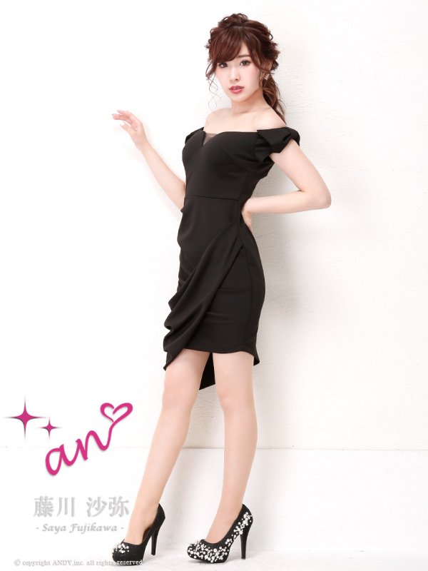 画像3: 【an】Ladyに着こなす♪Sexyなオフショルミニキャバドレス♪*S/Mサイズ・ブラック[OF05] (3)