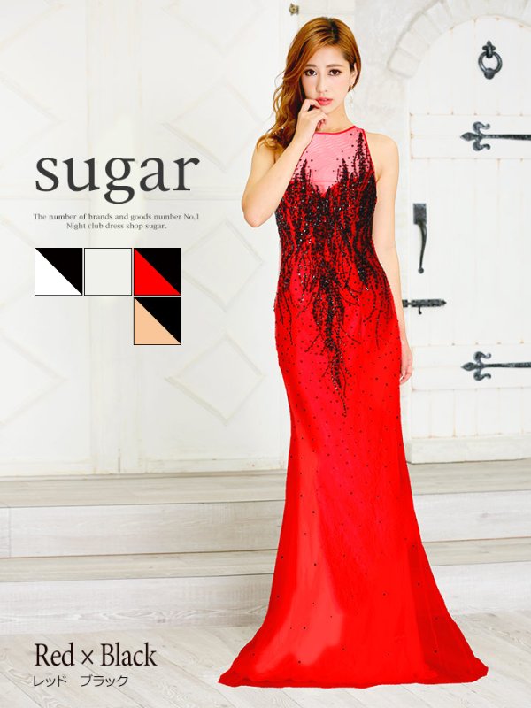 画像2: 【Lip line/リップライン】美しいビジュー使いがラグジュアリー♪アメスリロングキャバドレス・s6B1612long[HC03] (2)