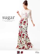 人気の為再入荷☆Lサイズあり☆【Luxe Style/リュクススタイル】フラワープリントツーピースセットアップロングキャバドレス・s6F1702long【HC03】