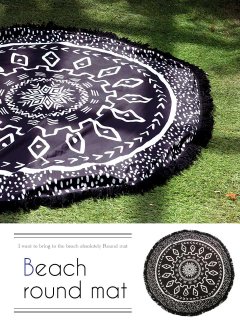 【即日発送】【ビキニ】【水着小物：ビーチマット】ブラックカラービーチマット[YMT]