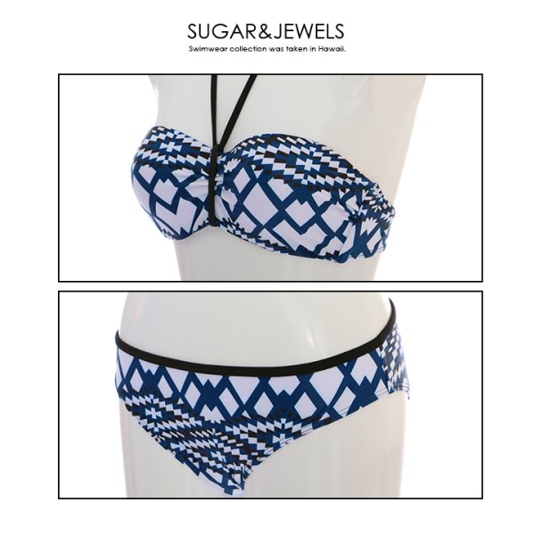 画像2: 【即日発送】【水着セール】【ビキニ】【水着】【2サイズ / 1カラー】ジオメトリックホルタービキニ[YMT] (2)