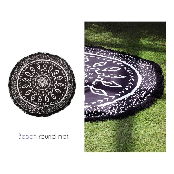 画像2: 【即日発送】【ビキニ】【水着小物：ビーチマット】ブラックカラービーチマット[YMT] (2)