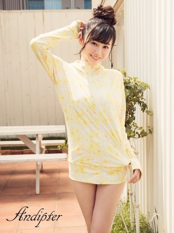 画像2: SALE！【ラッシュガード】UVカットジャージ/スウェット/部屋着/パジャマ/  杉原杏璃×sugar&Jewelsコラボプルメリアジャージ/スウェット/部屋着/パジャマ/[HC03] (2)