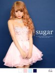 画像1: 再入荷☆XSサイズあり☆【Lip line/リップライン】トップビジューxオーガンジー切り替えタイトミニキャバドレス・s6B1709[HC03] (1)