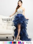 再入荷【Angel R/エンジェルアール】【17color】ビジュー/ ベア/ ショートinロング/ プリンセス / キャバドレス long/ホワイトxネイビー