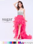 再入荷【Angel R/エンジェルアール】【17color】ビジュー/ ベア/ ショートinロング/ プリンセス / キャバドレス long/ホワイトxショッキングピンク