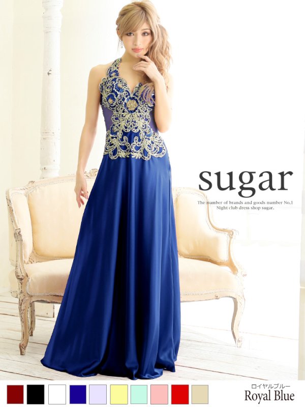 画像4: Lサイズあり【Luxe Style】ウエストの透け感で女らしいセクシーさも兼ね備えたジュエルボディアート/サテンロングドレスlong【HC03】 (4)