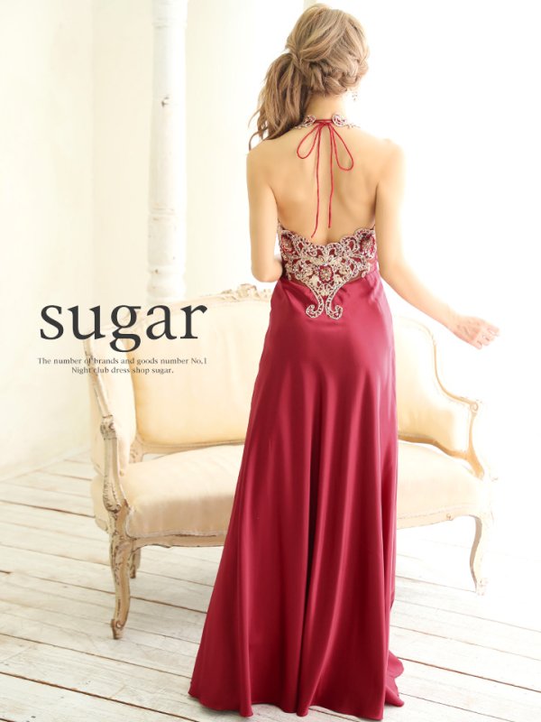 画像13: Lサイズあり【Luxe Style】ウエストの透け感で女らしいセクシーさも兼ね備えたジュエルボディアート/サテンロングドレスlong【HC03】 (13)