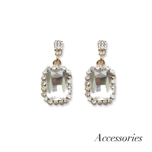 画像2: 【アクセサリー：ピアス】スクエアビジューピアス[OF02] (2)