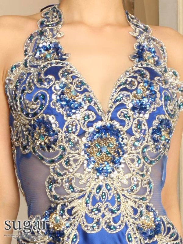 画像12: 再入荷！Lサイズあり【LuxeStyle】豪華ビジューデザインジュエルボディアートサテンロングドレスlong【HC03】 (12)