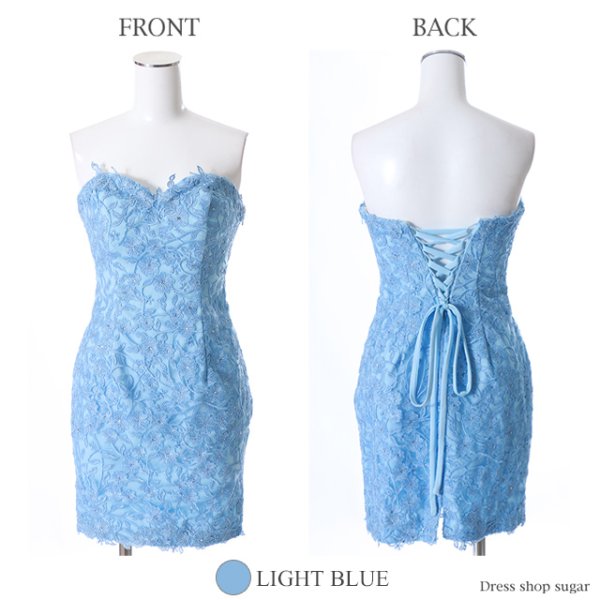 画像10: 【Lip line/リップライン】フラワーレース刺繍/ベア/タイト/ミニドレス /キャバドレス[HC03] (10)